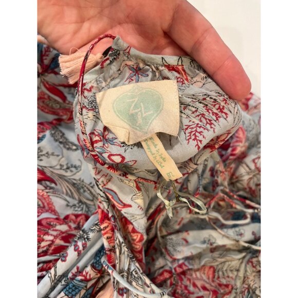 Z & V Flowy Floral Tassel Dress Nighty With Adjustable Straps & Pom-Pom Trim - Picture 6 of 9